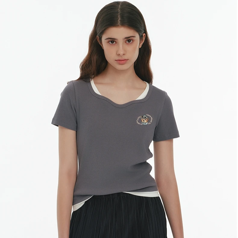 【女装优选KY】TEENIE WEENIE小熊假两件修身短袖T恤TTRA25M402Z