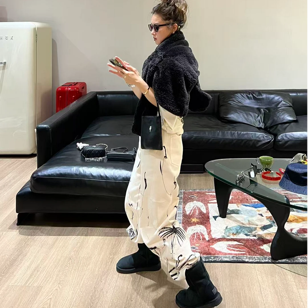 YOON深圳原创【荒野】设计感绘画加绒涂鸦牛仔裤