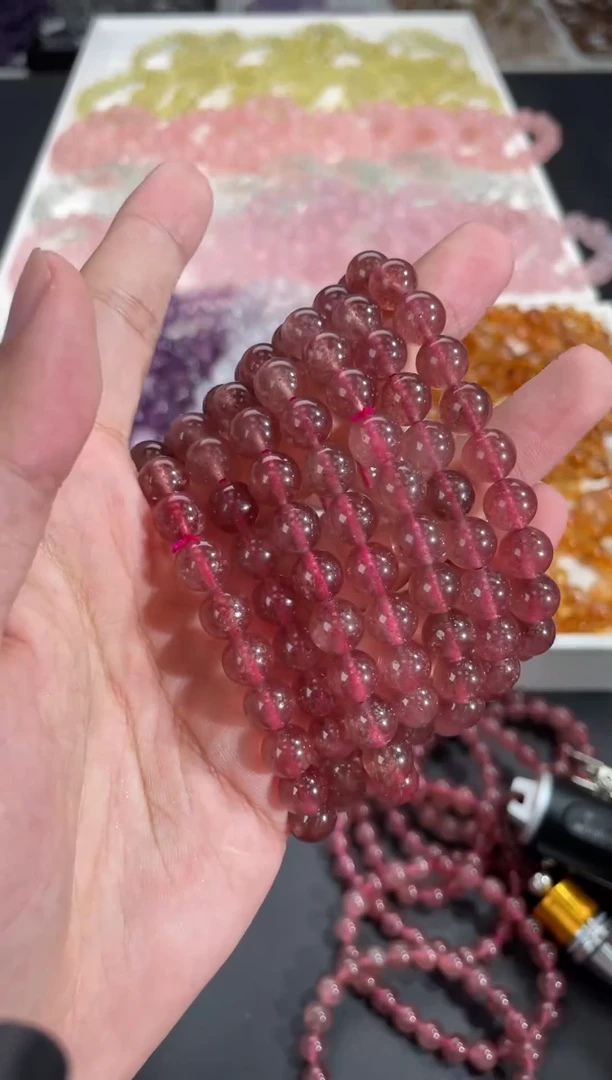 水晶手链未镶嵌草莓晶单圈8mm