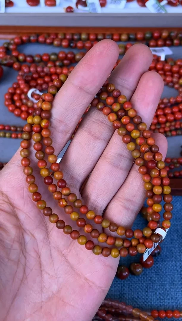 未镶嵌手串南红玛瑙N17大山包黄皮三彩包浆多圈