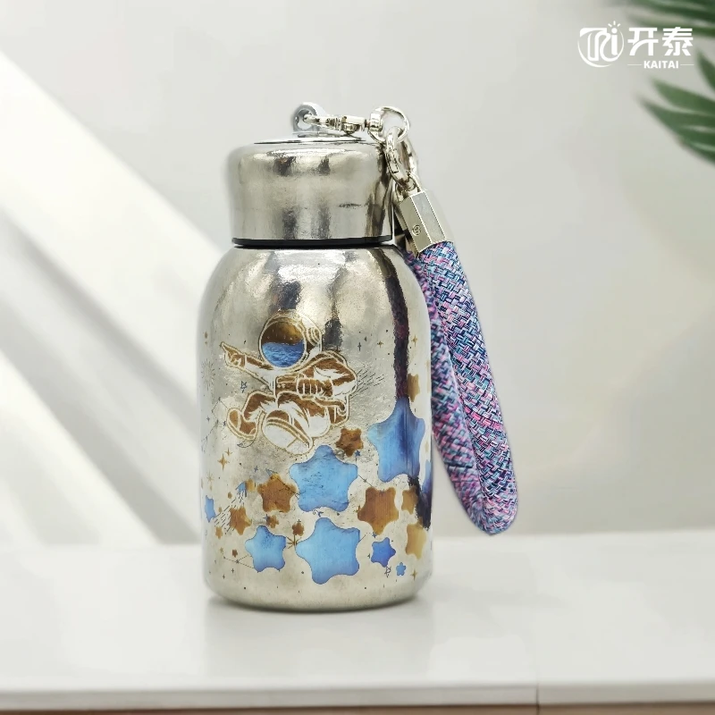 开泰全飞秒无油墨彩绘手提绳保温杯钛杯可爱旅行