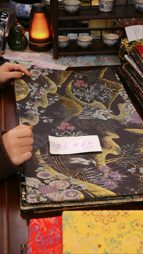 【福利西阵织金枝白鹭紫双面】中国风干泡织锦茶席33*65