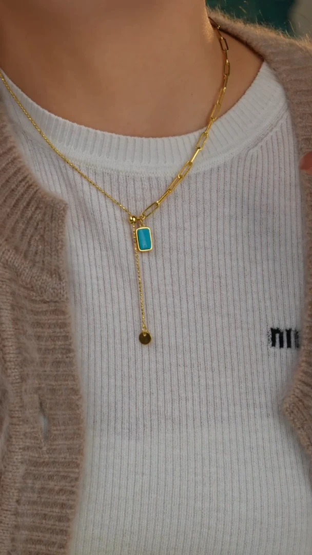 【闪购商品】绿松石项链银S925镀金镶嵌多样性发货