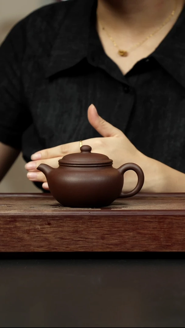 紫砂茶壶老紫泥 永福莲子