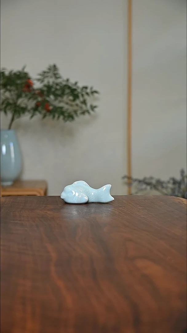 鱼 天青 微瑕 朱家款