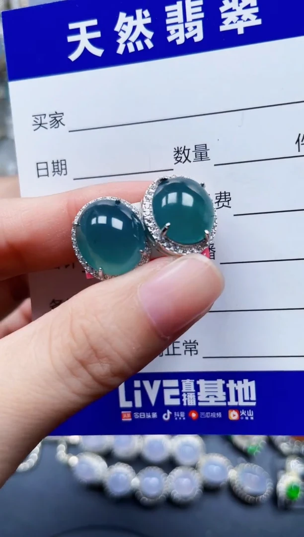 银S925镶嵌翡翠耳饰312