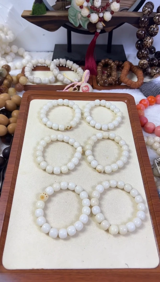 菩提根/象牙果手串11白色桶+猫爪