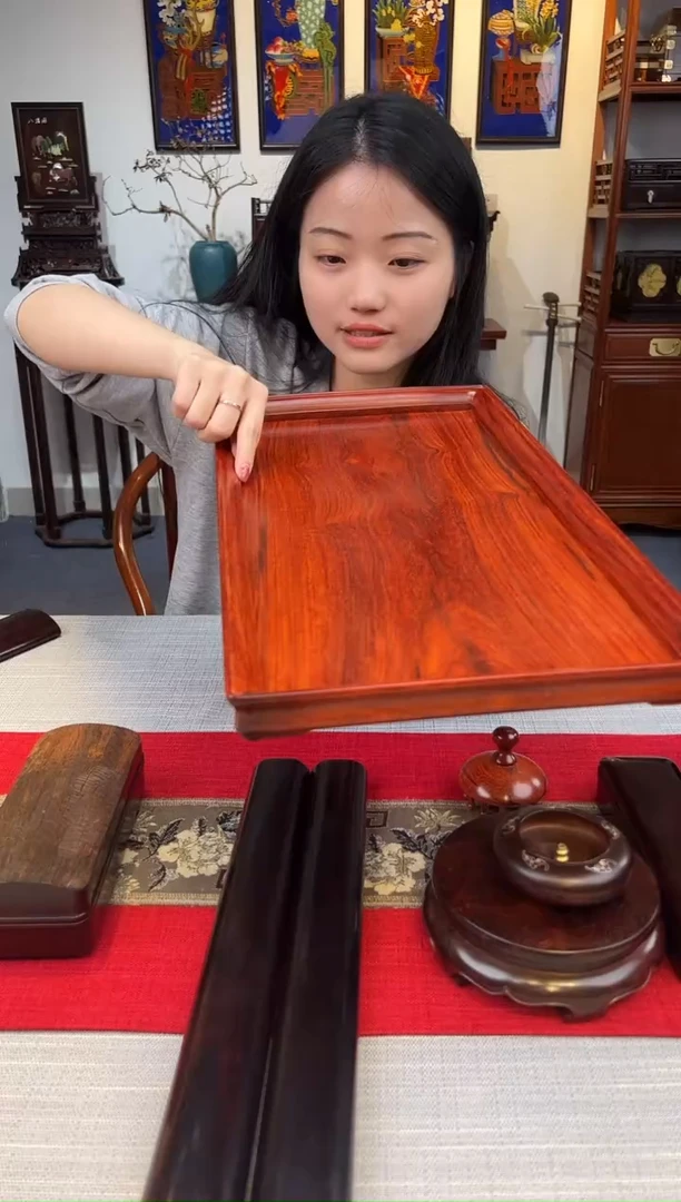 紫檀木类成套家具全独板文承盘   一木一器   一物一拍