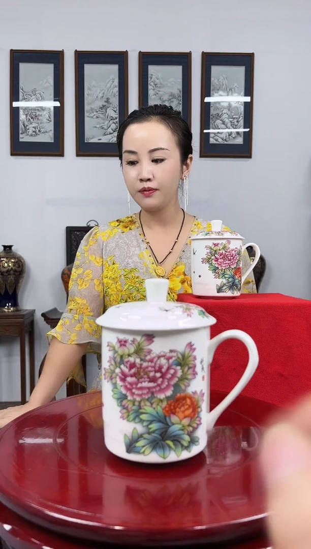 摆件B22-7 牡丹办公杯