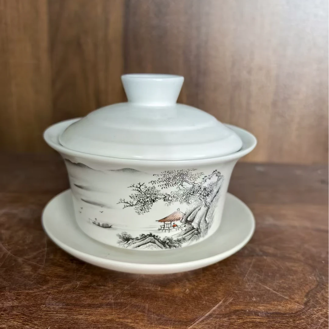 仿古瓷 A830景德镇制陶瓷盖碗一件