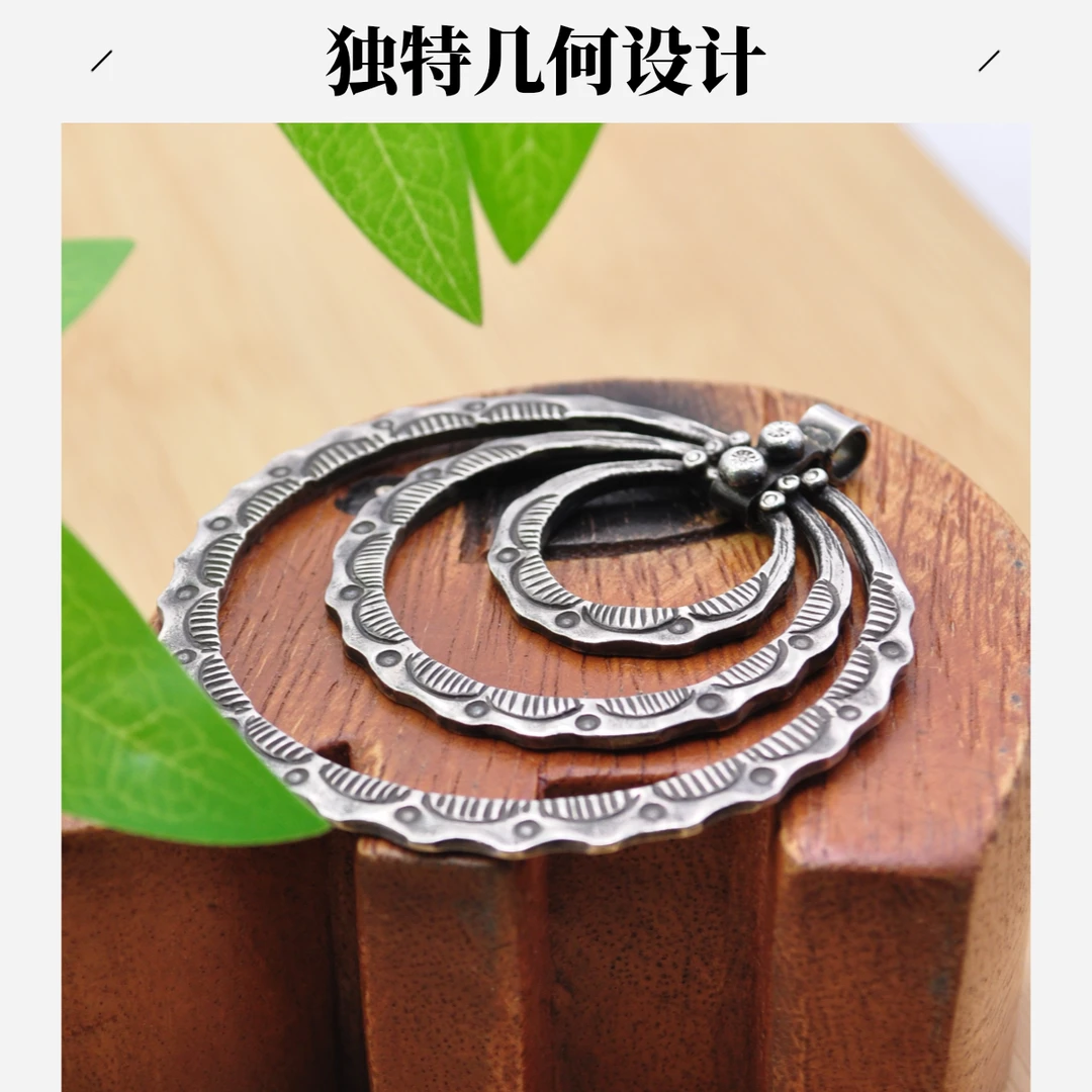 吊坠925银 手工原创设计款S925银复古做旧个性东南亚风女士吊坠