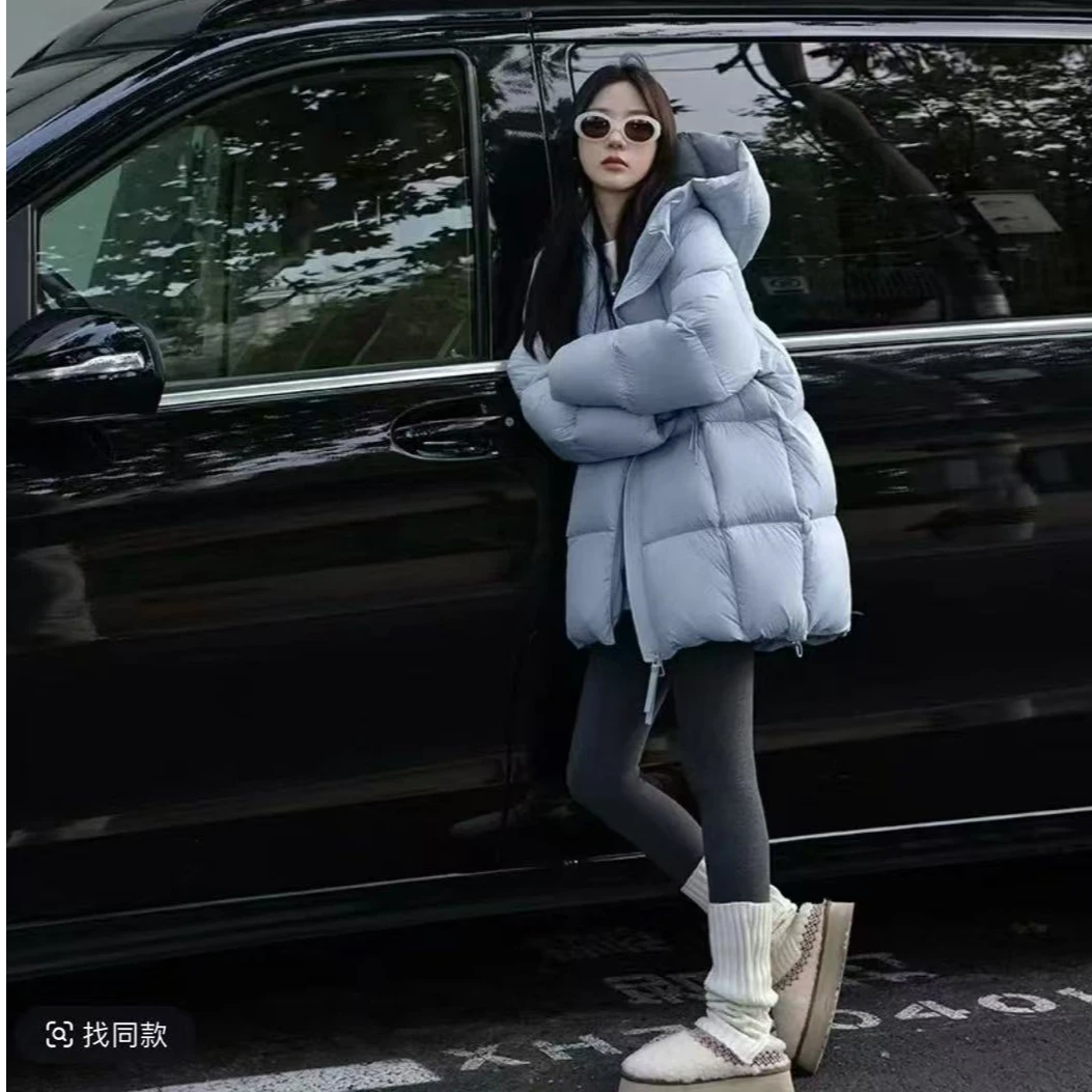 李一能/K;SNKLSD菱格美·【致恋之花】冬季连帽中长款羽绒服CNG18996