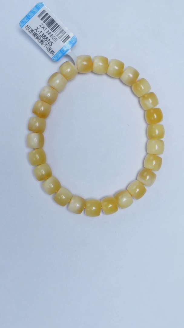手链琥珀未镶嵌金白直切手串7-8mm