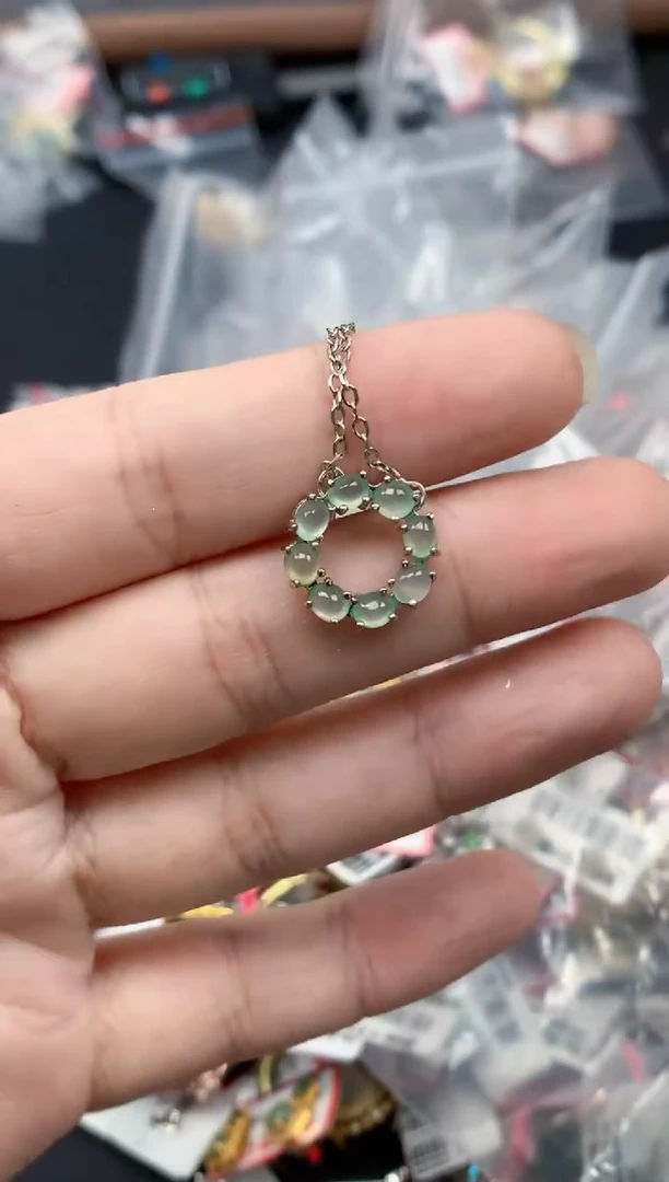 翡翠戒指银S925镶嵌天然缅甸翡翠