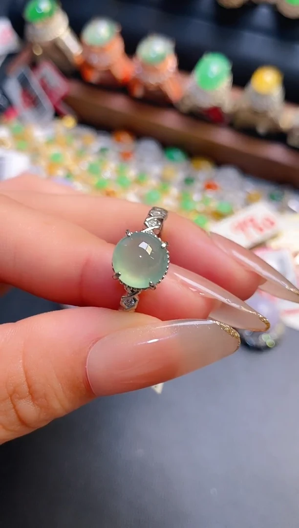 银S925镶嵌戒指翡翠天然