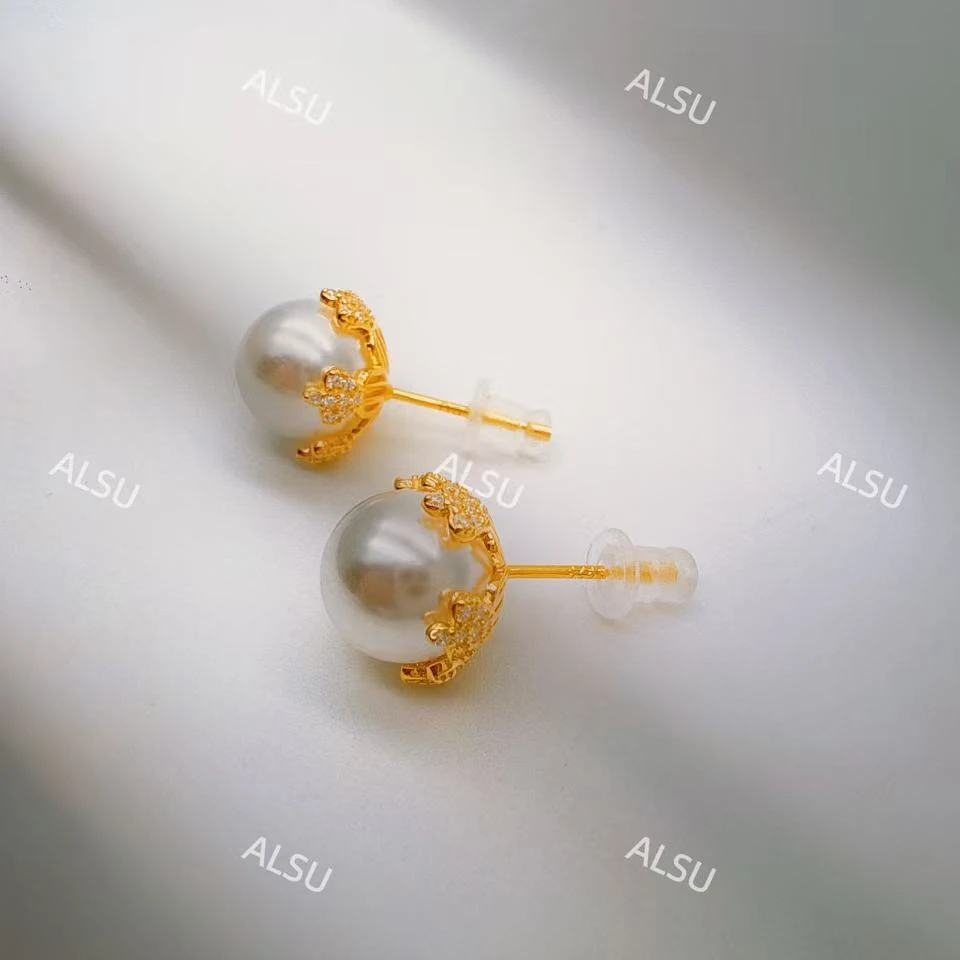 925银仿珍珠耳饰 ALSU原创经典民族风925银耳钉两个款式百搭气质