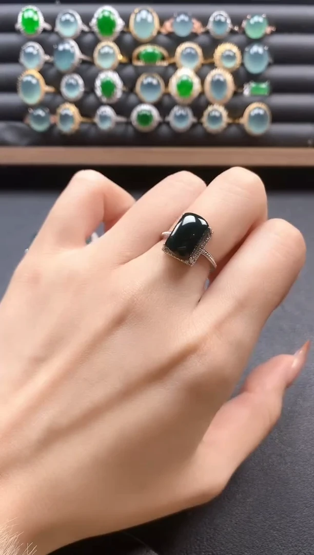 银S925镶嵌戒指翡翠51151