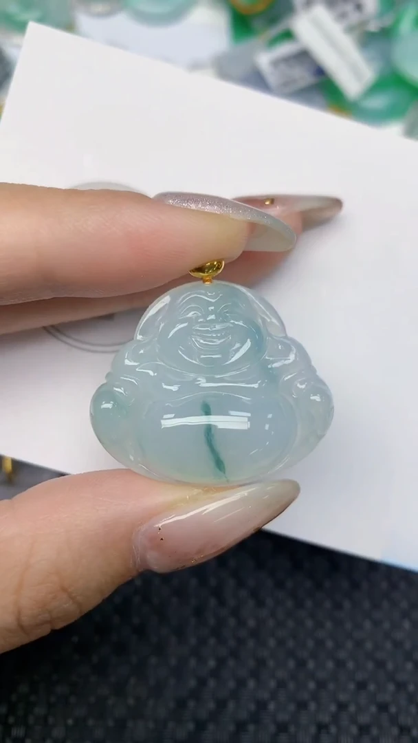 颈饰18K金镶嵌翡翠天然缅甸翡翠a货百元以上9元证书费自理