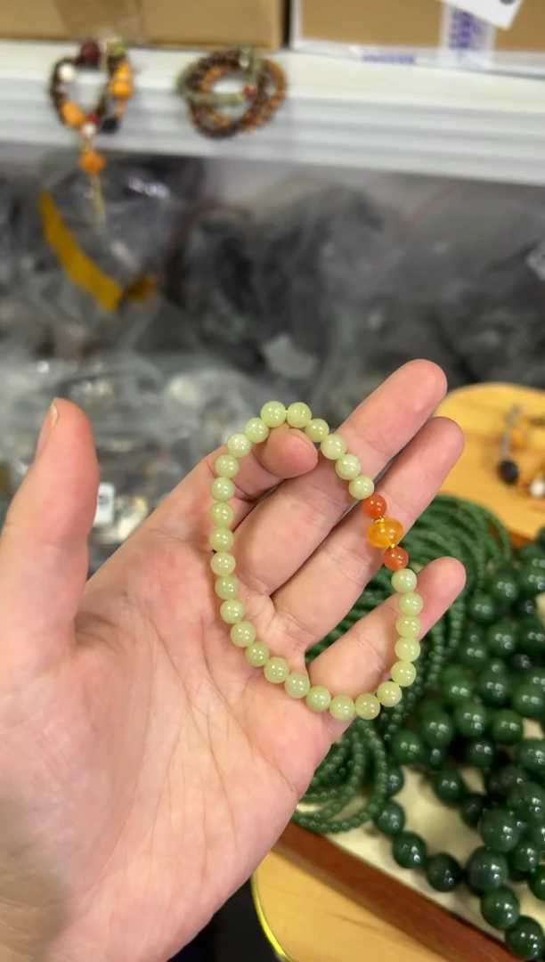 【闪购商品】和田玉手链未镶嵌和田玉黄口蜜蜡珠手链[0619]