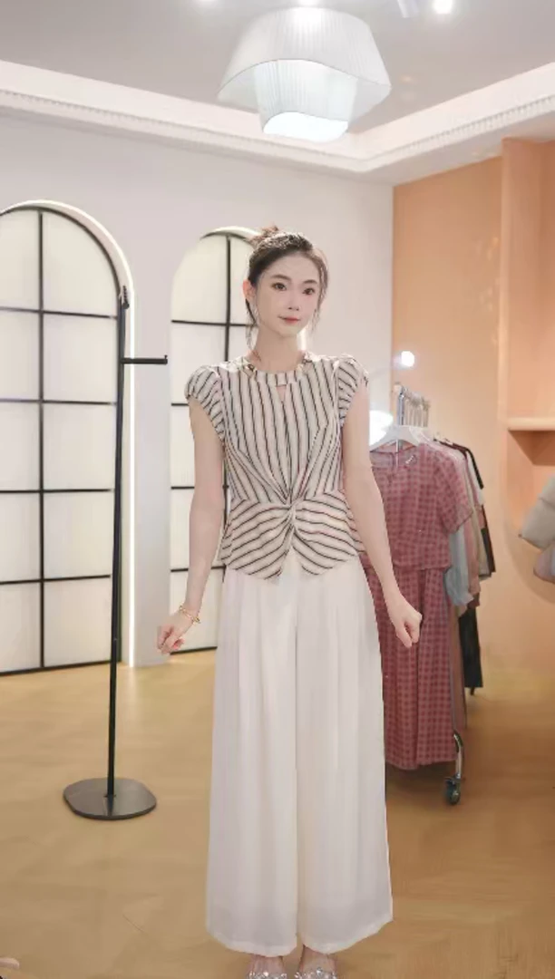 Z8613夏装女士高端时尚两件套洋气百搭宽松套装女