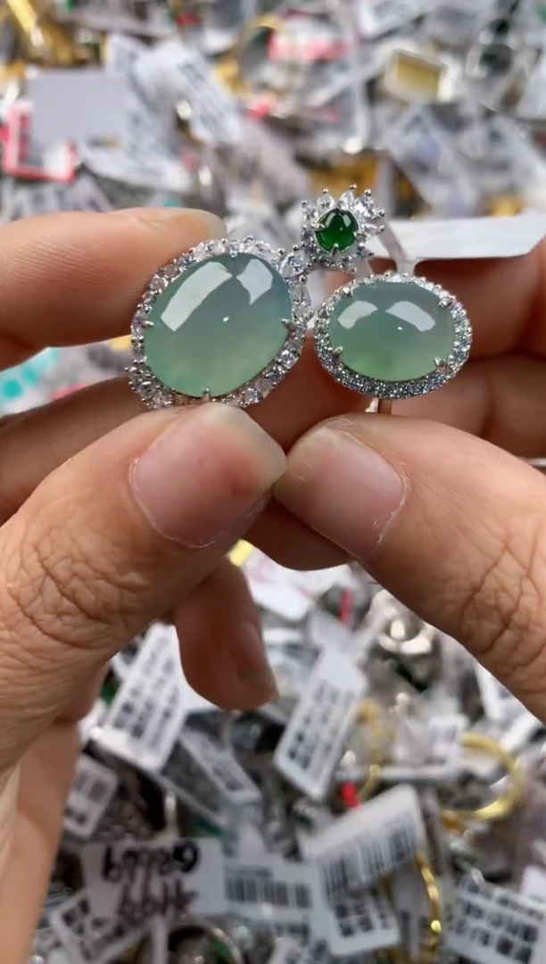银S925镶嵌戒指翡翠333---6