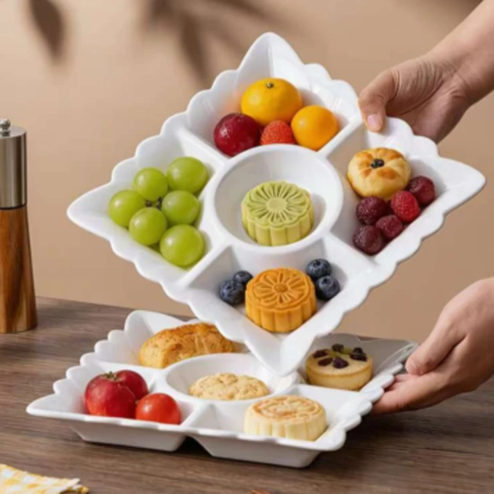 10英寸蝴蝶方形多功能盘餐盘点心盘欧式盘年夜饭餐具田园风水果盘