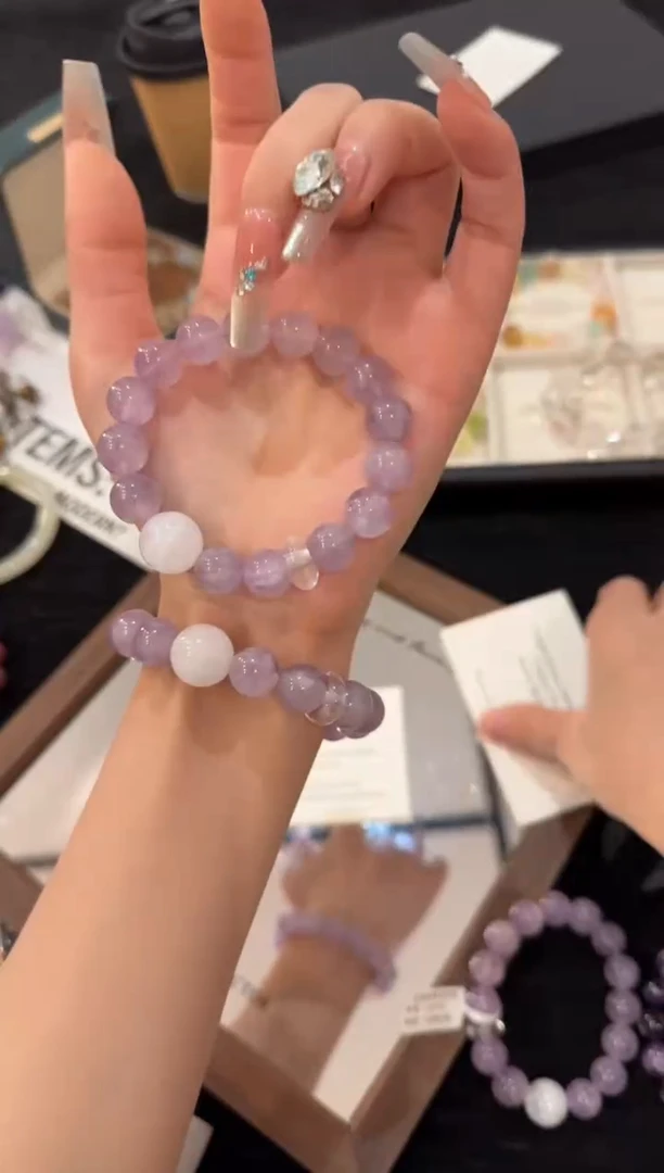 合金手链水晶拉丝紫兔毛x2918
