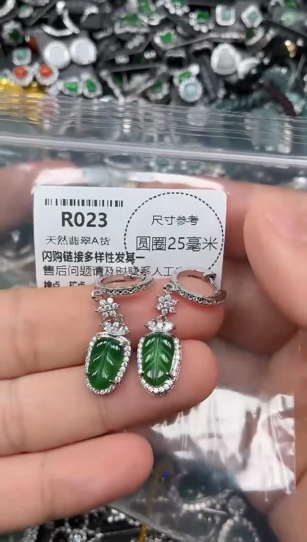 翡翠未镶嵌颈饰R023耳扣