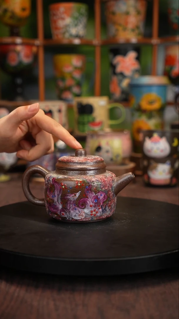 釉下手绘陶瓷紫砂壶