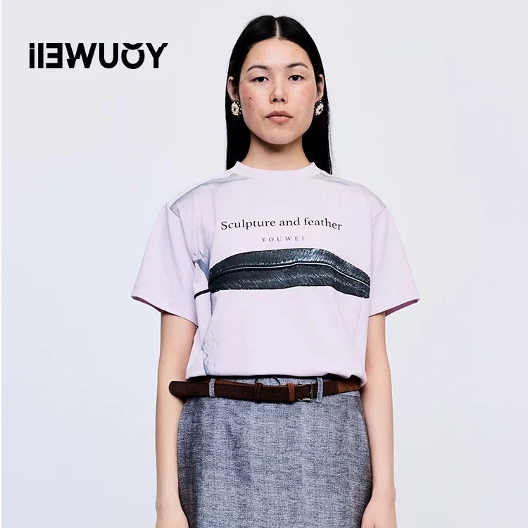 【顾文婷推荐】YOUWEI有尾25 羽毛主题短袖T恤 Y1125311