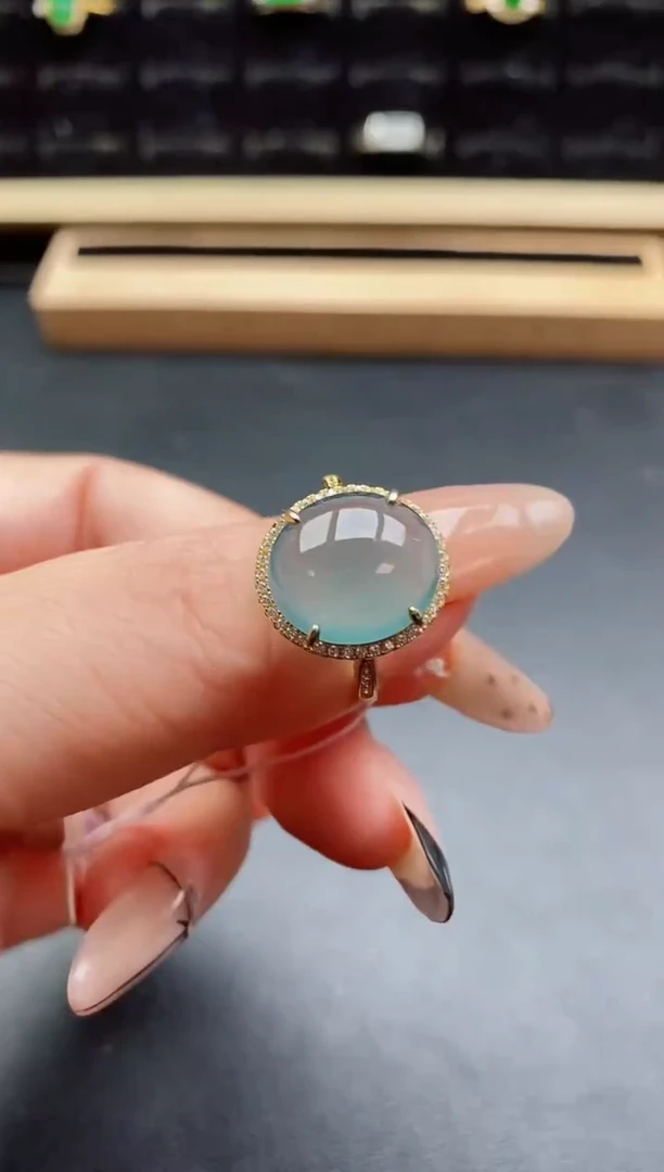 银S925镶嵌戒指翡翠1