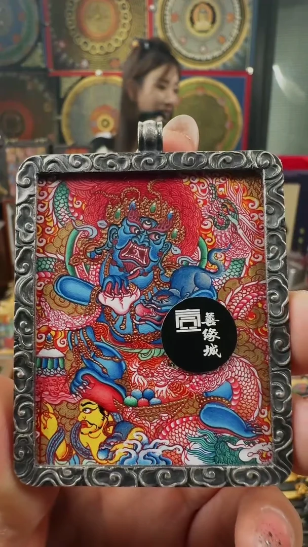 吊坠壹善缘城手绘唐卡黑C