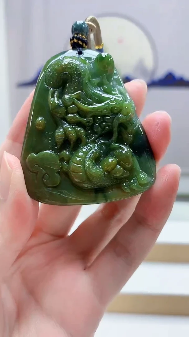 未镶嵌定制翡翠4917zm-毛货挂件龙牌48