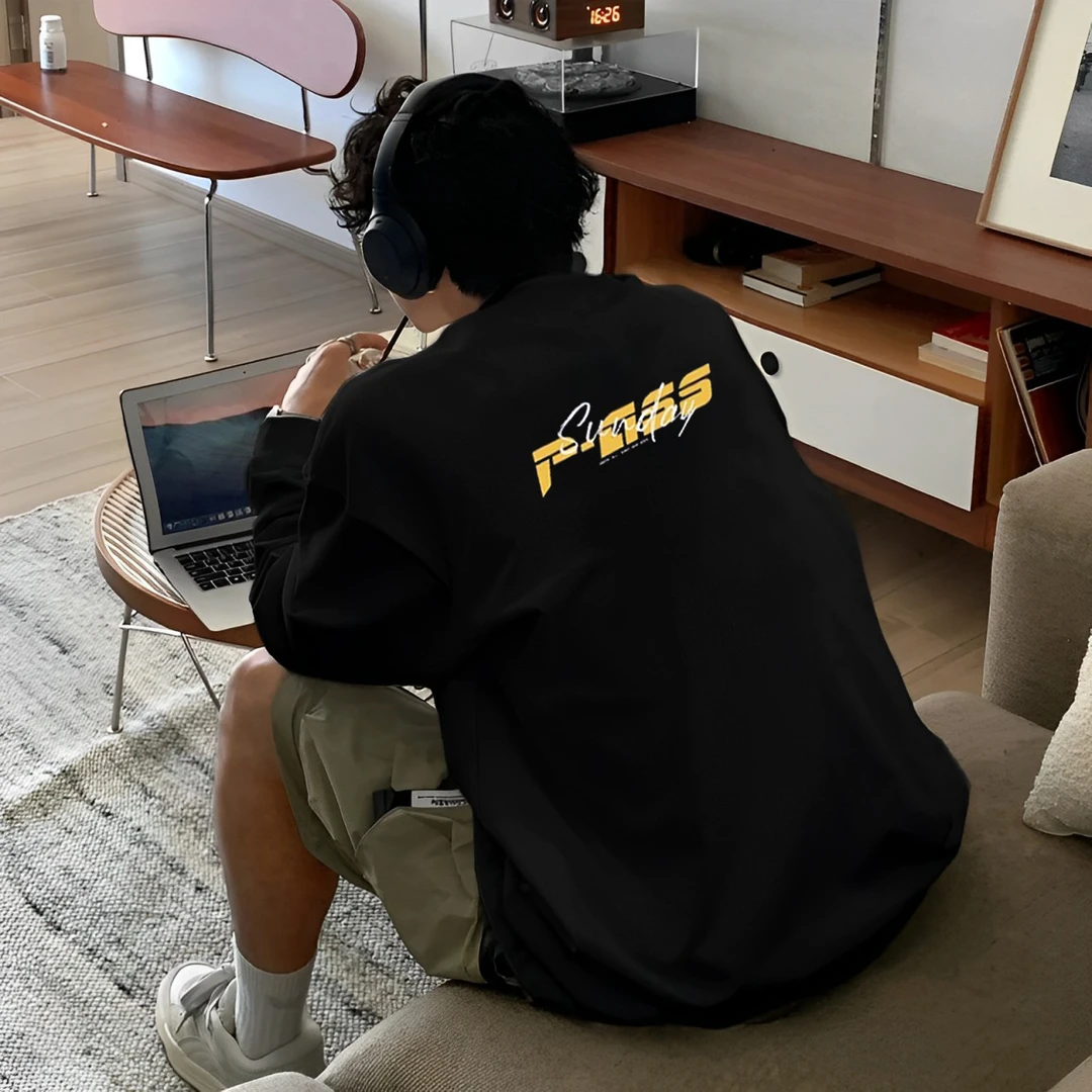 【秋季上新】美式重磅纯棉长袖T恤字母印花简约运动休闲秋季宽松ins