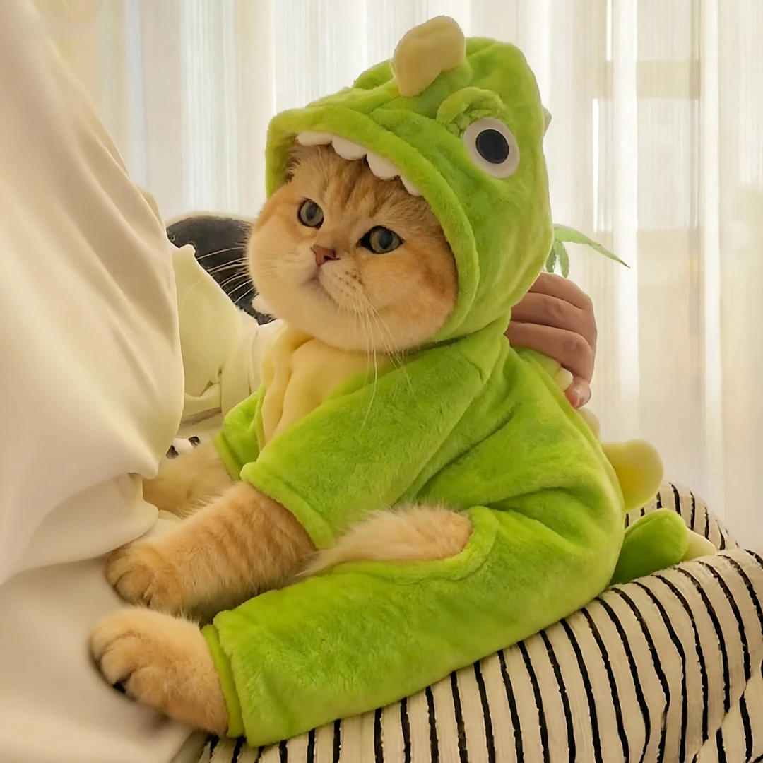新款猫咪衣服秋冬款加绒四脚恐龙变身装金渐层布偶英短猫狗狗衣服