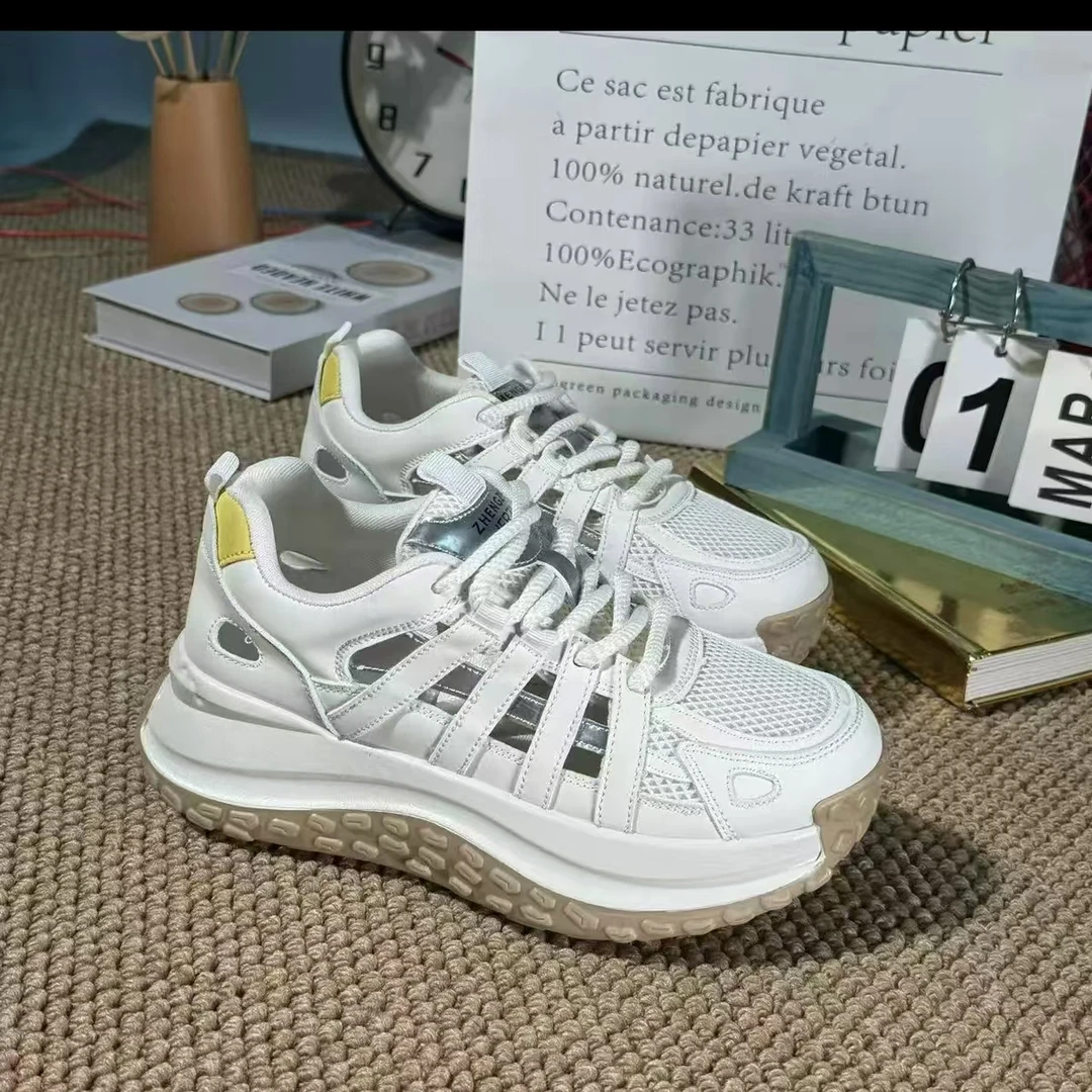 Z300-夏季镂空网面透气爆款老爹鞋女2025新款鞋子厚底增高轻便