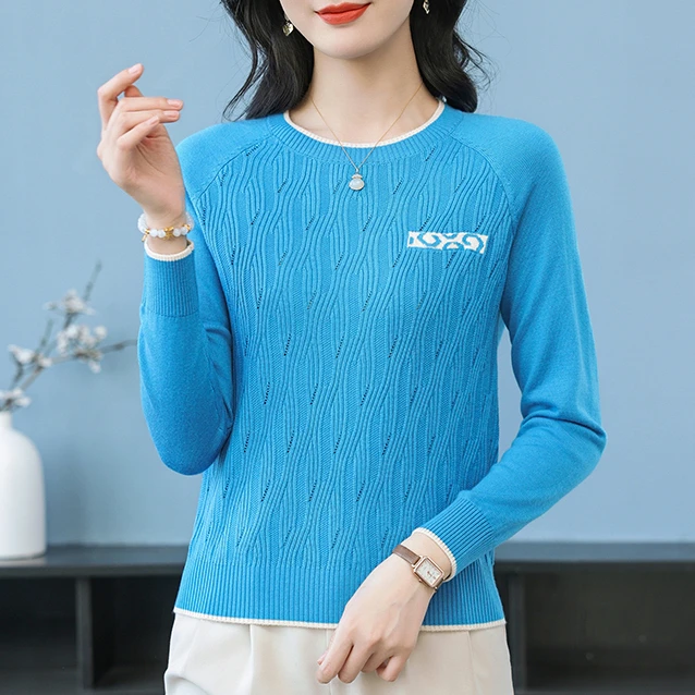 【绵羊毛】气质百搭设计感2025春秋薄款圆领小衫洋气套头长袖针织衫