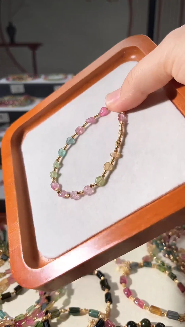 手链银S925镶嵌碧玺6174