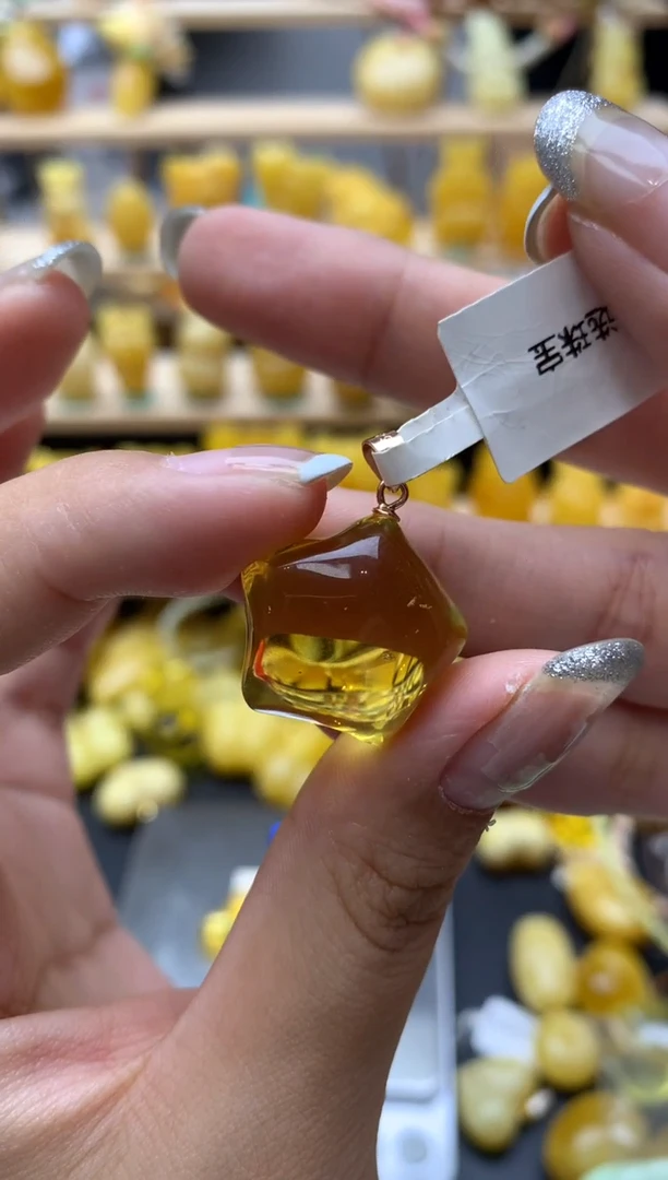 琥珀银S925镶嵌珠宝奇石058琥珀蜜蜡微瑕气泡