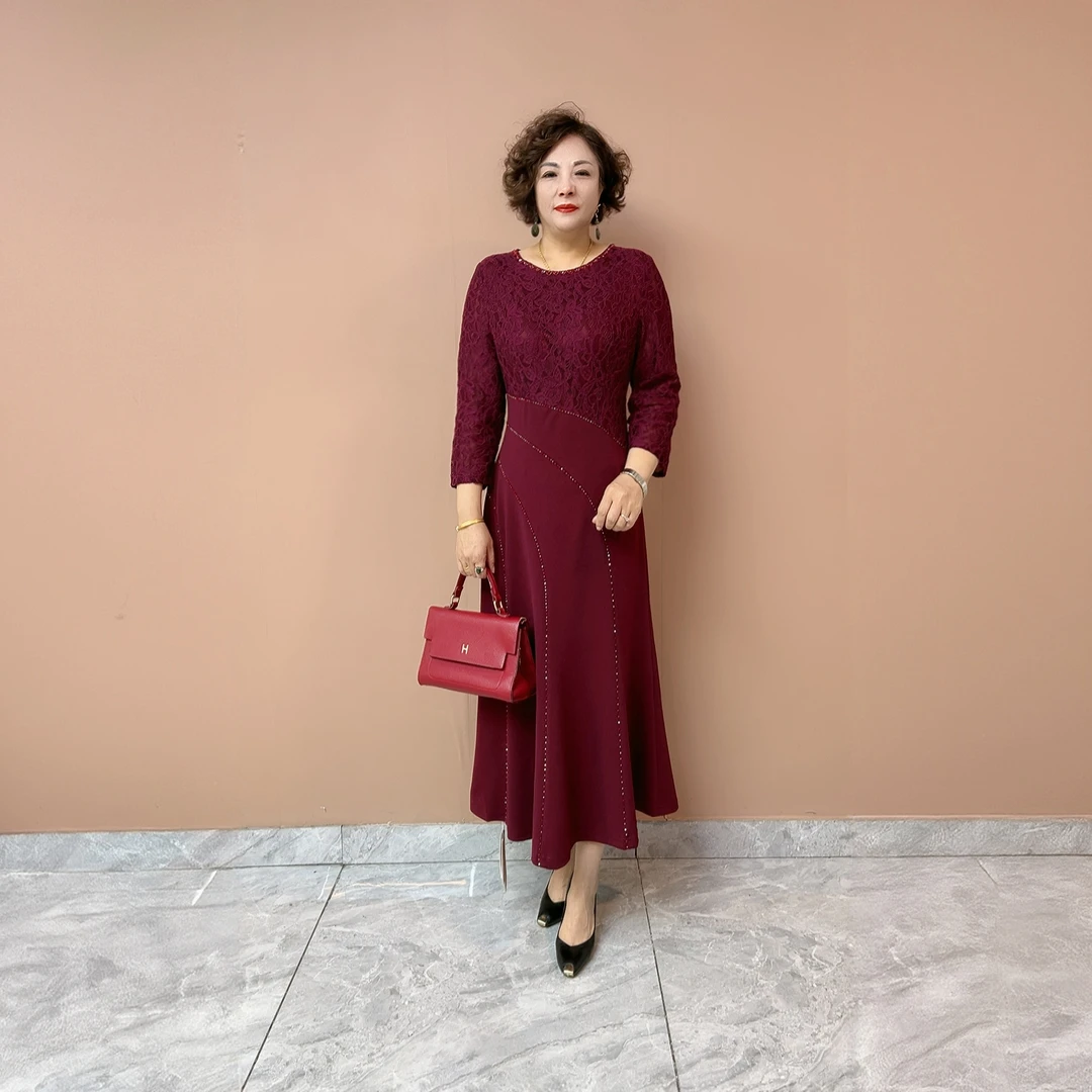 90290洋气年轻鱼尾喜连衣裙款晚礼服妈妈气质长裙旗袍礼服婆婆