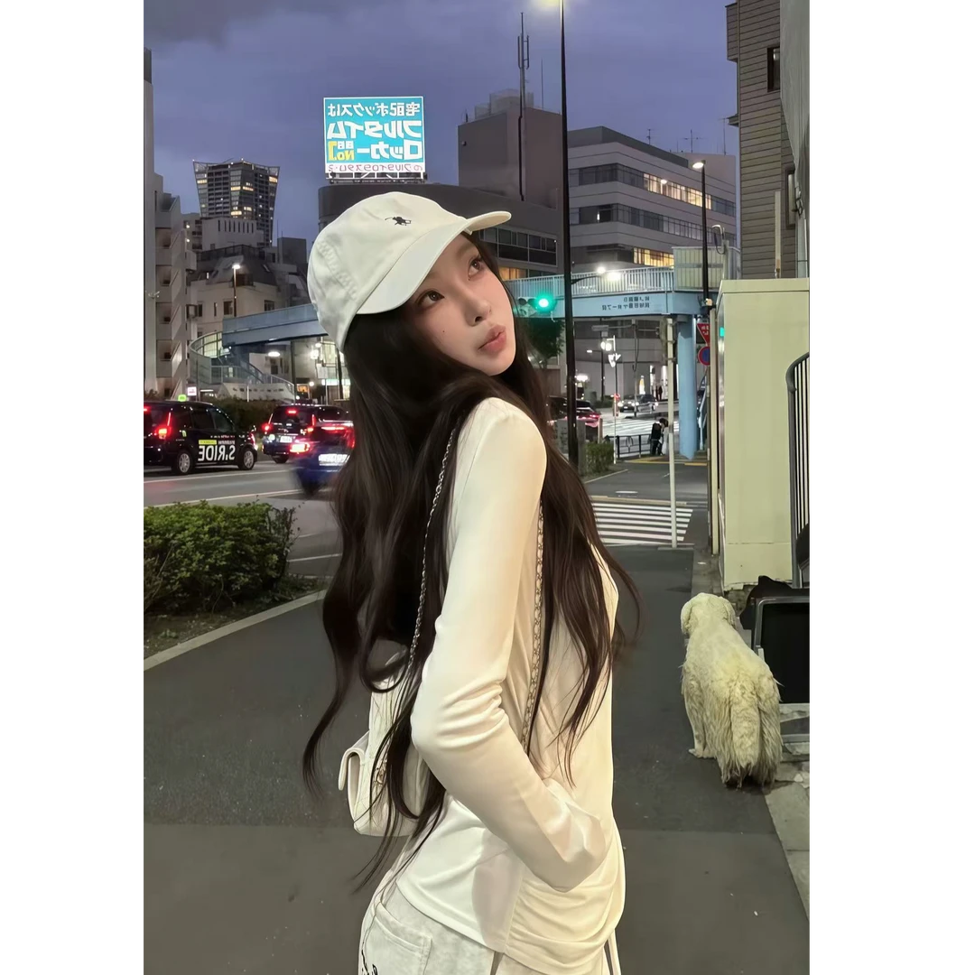 设计感小众纯欲风气质假两件拼接polo领修身上衣女百搭休闲裤套装