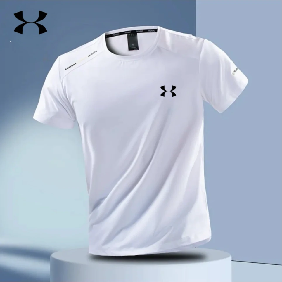 安德码夏季男士冰丝速干运动圆领短袖T恤薄款透气大码休闲半袖