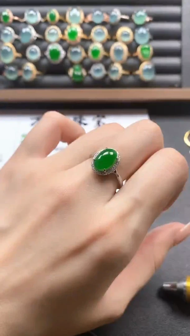 银S925镶嵌戒指翡翠51151