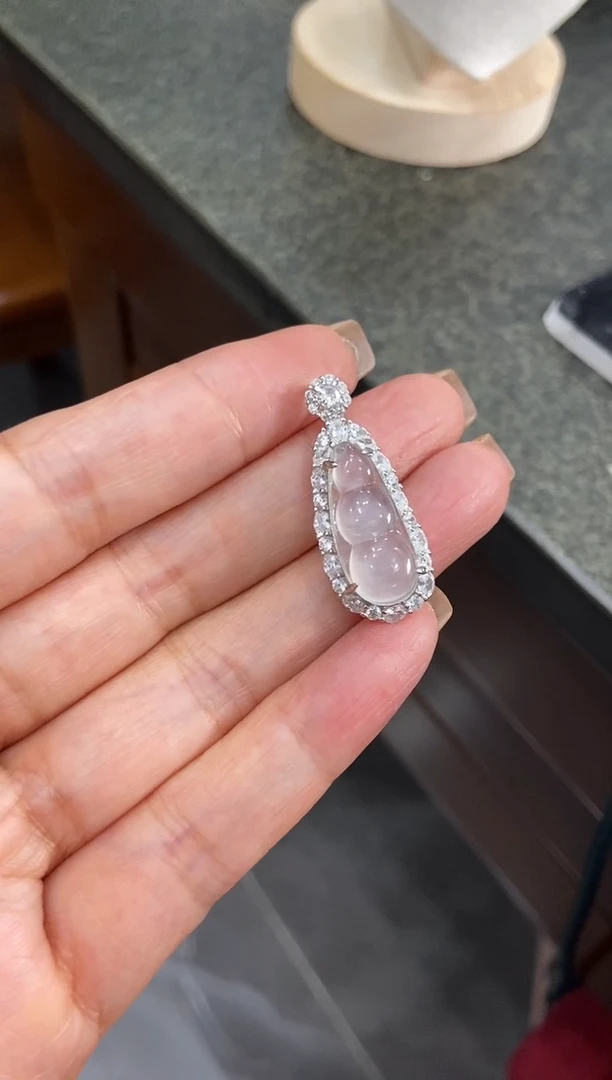 银S925镶嵌挂件翡翠吊坠