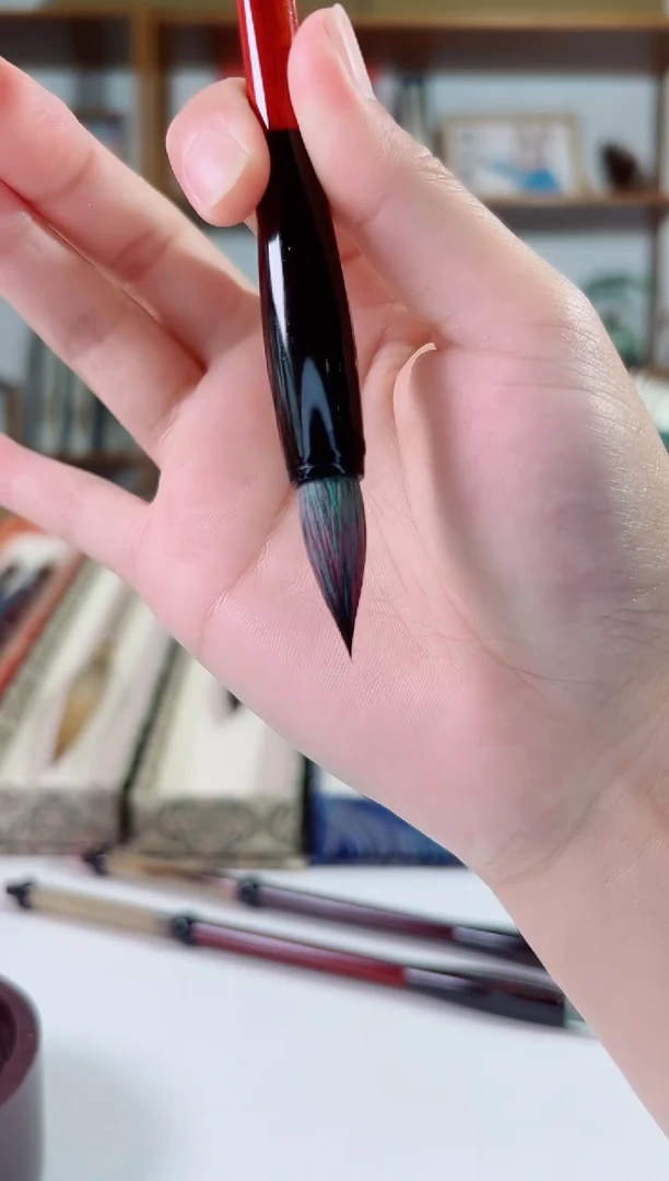红木牛角杆黑檀斗兼毫2.6