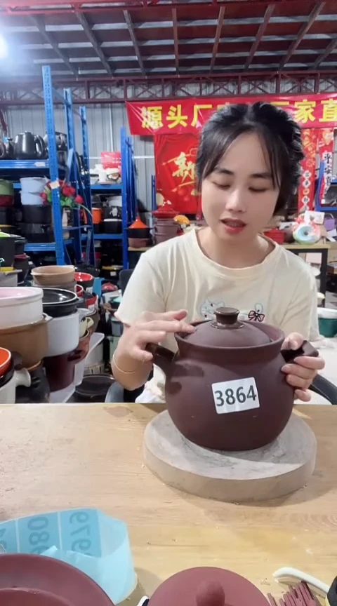 现代3864瑕疵2.5紫砂大肚带盖不圆