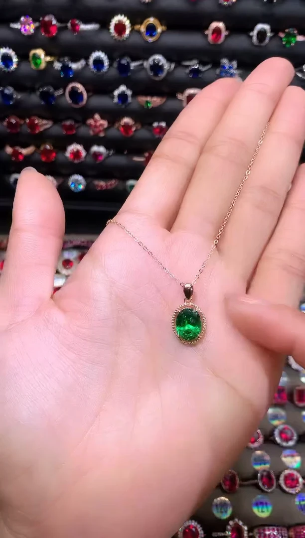 【闪购商品】透辉石吊坠银S925镶嵌810玫瑰金