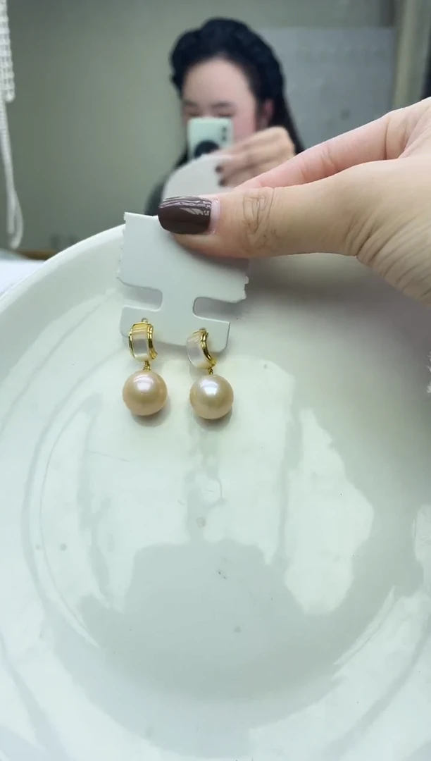 未镶嵌耳饰淡水珍珠中国红耳饰