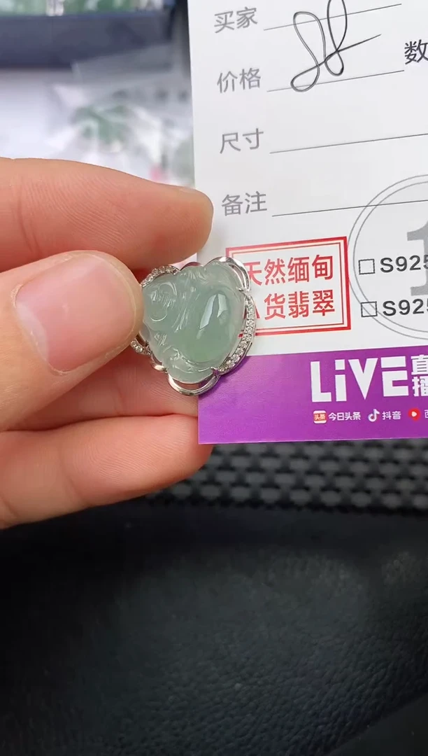 颈饰银S925镶嵌翡翠一**你挂件