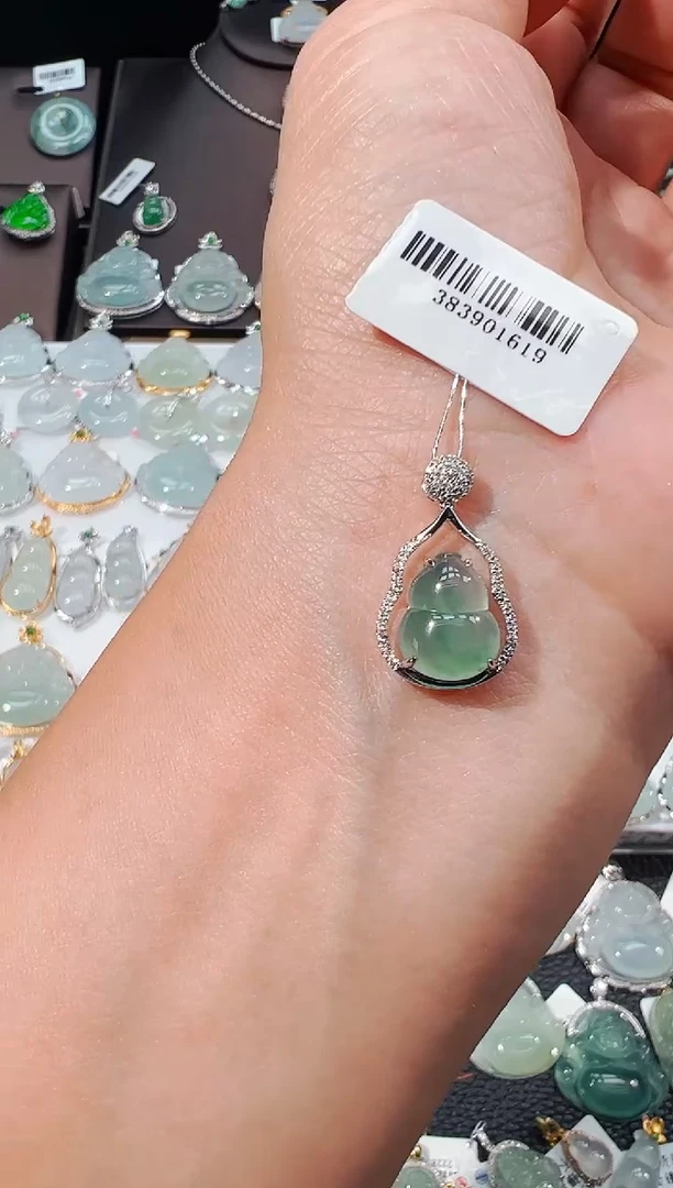 吊坠(不含链)18K金镶嵌翡翠葫芦吊坠1619